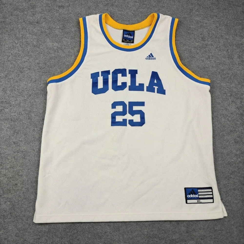 UCLA Bruins Jersey Mens XL White NCAA Basketball College‎ Number 25 Adidas Mesh